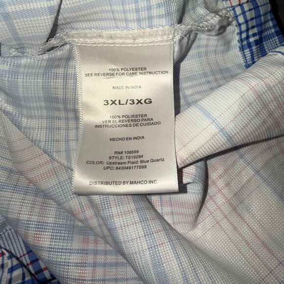 Habit Shirt Fishing Button Up Vented White w/ Red Blue Check UPF40 3XL Outdoors - Picture 7 of 7